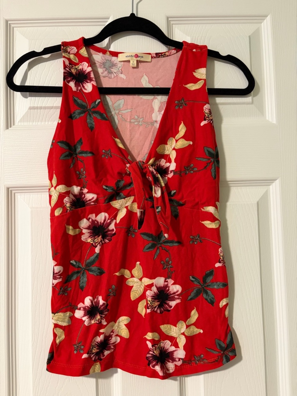 Wishful Park Red Floral Tie-Front V-Neck Camisole